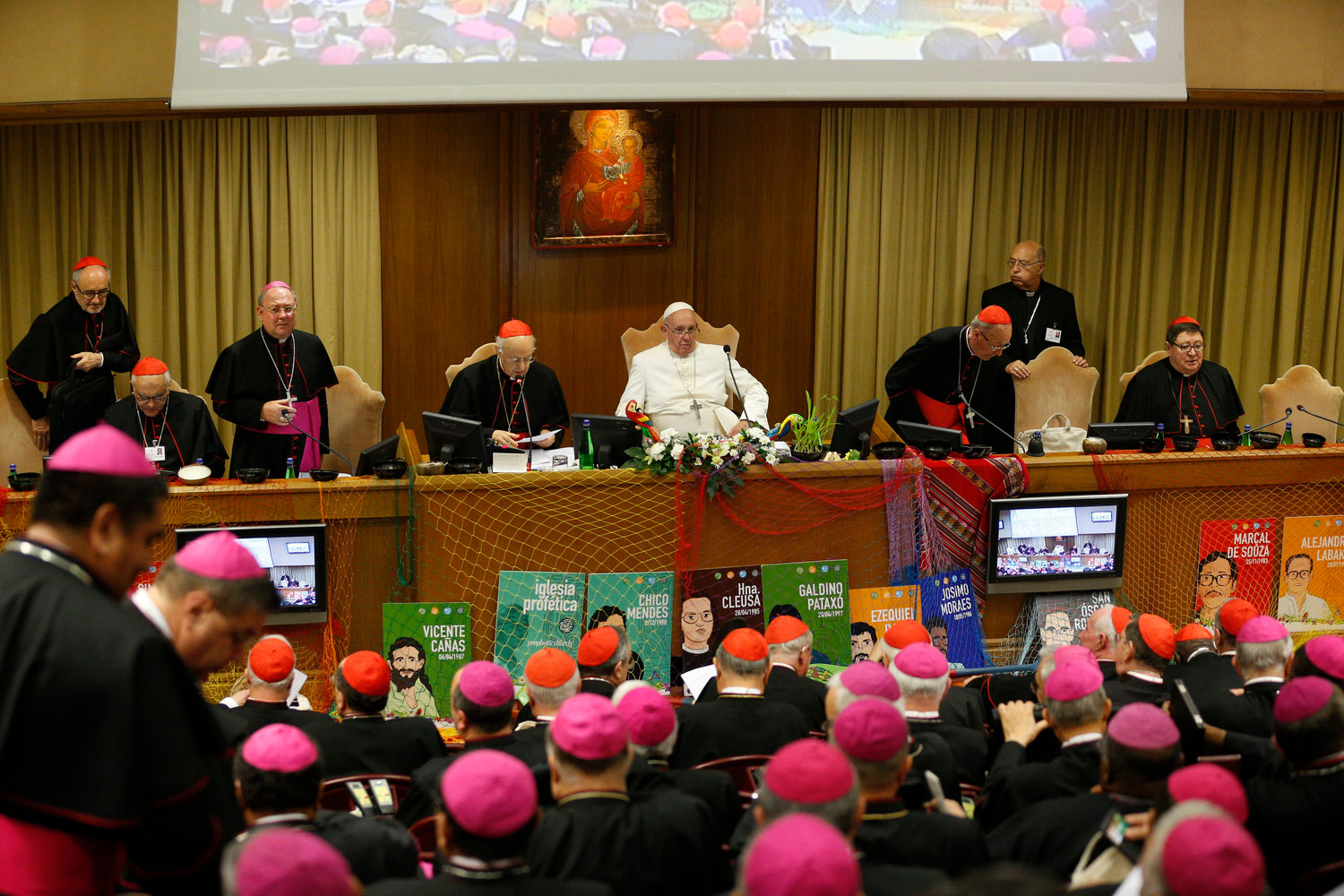 Pope Francis attends the final session of the Synod of Bishops for the Amazon at the Vatican in this Oct. 26, 2019, file photo. The Vatican on Feb. 12 released the Pope’s apostolic exhortation, “Querida Amazonia” (Beloved Amazonia), which offers his conclusions from the synod.